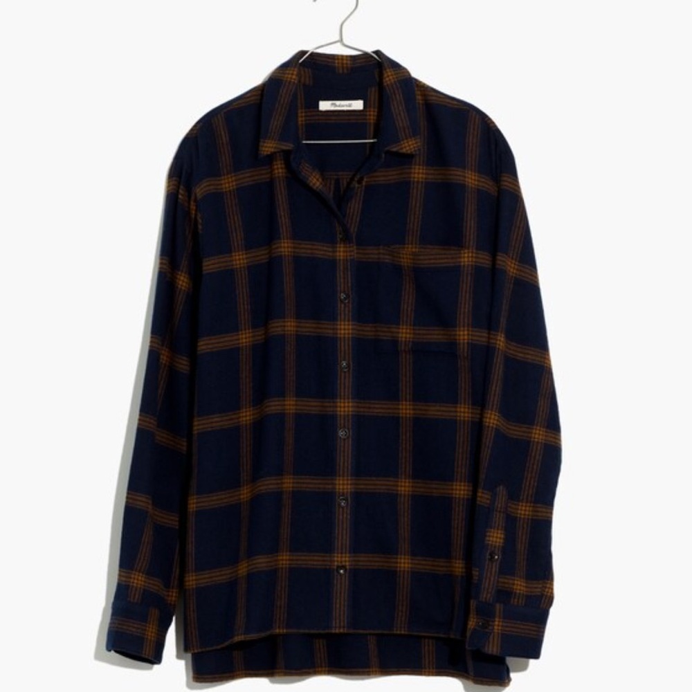 MADEWELL Flannel Oversized Ex-Boyfriend Shirt in Forbell Plaid, Medium